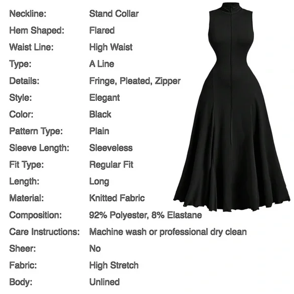 Women's Turtleneck Sleeveless Dress - Picture 8 of 8